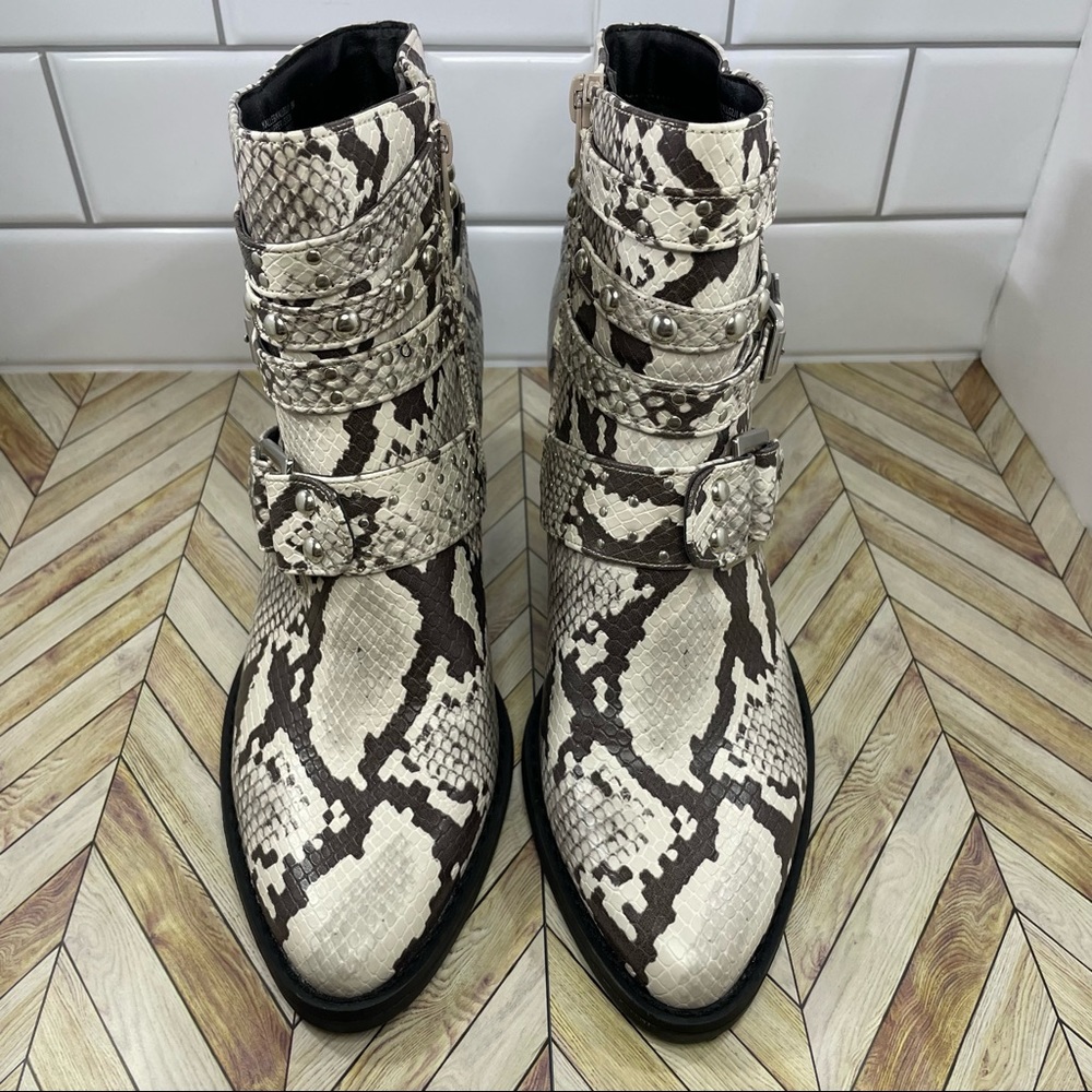 Madden Girl Snake Print Studded Kalleb Ankle Boot
